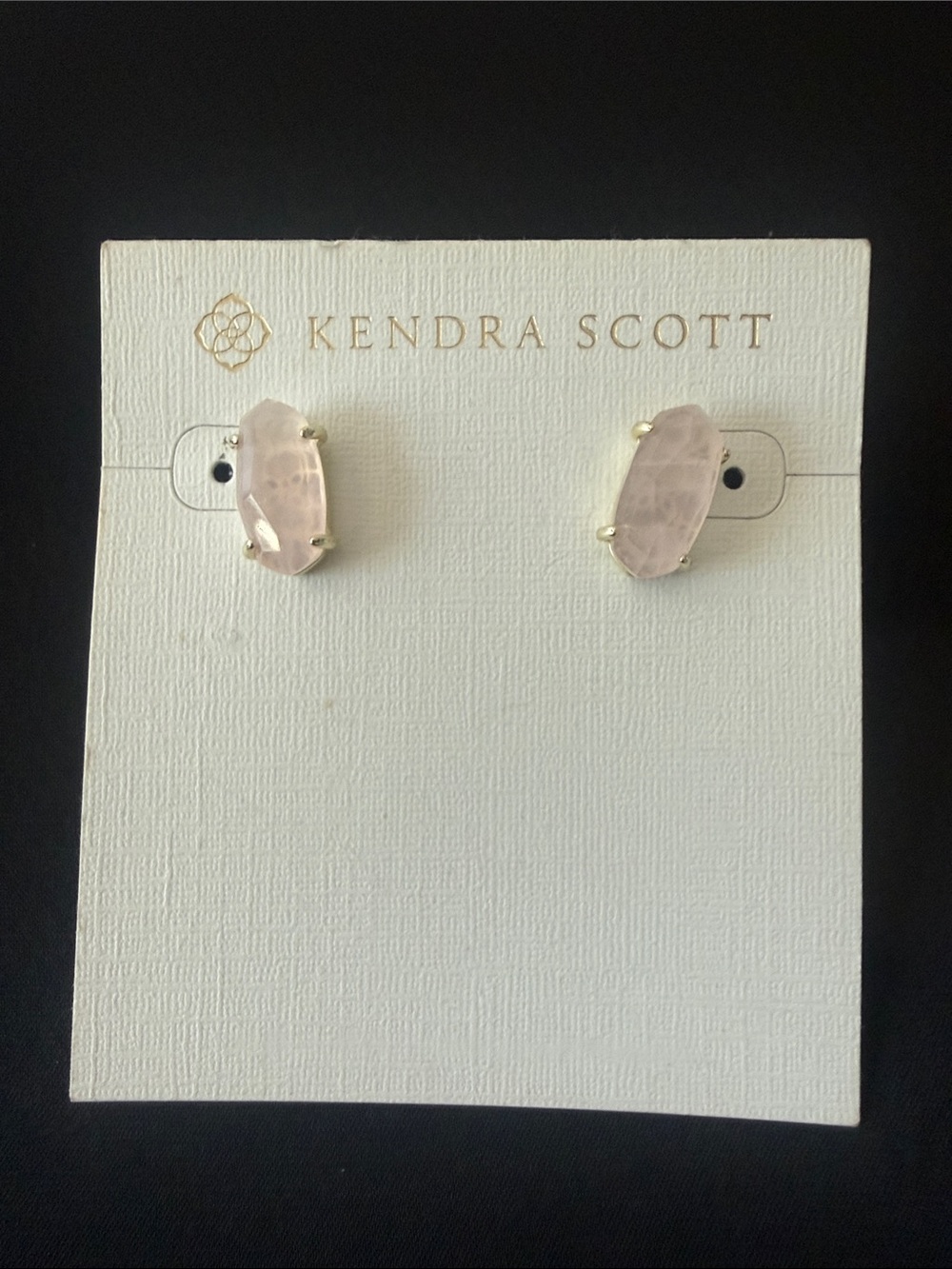 Kendra Scott Pink Quartz Gold-Trim Stud Earrings